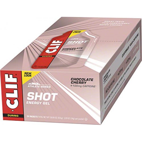 Clif Chocolate Cherry Shot Energy Gel W/Caffeine - Box Of 24 - T