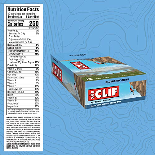 Clif Bar - Energy Bars - Blueberry Crisp - 2.4 Ounce Protein Ba