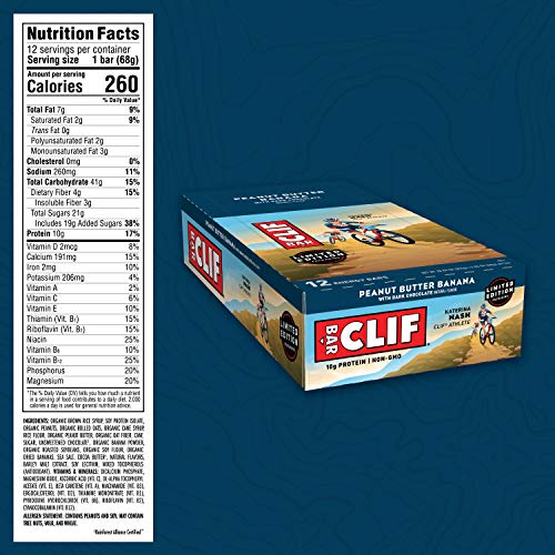 Clif Bar - Energy Bars - Peanut Butter Banana Dark Chocolate -
