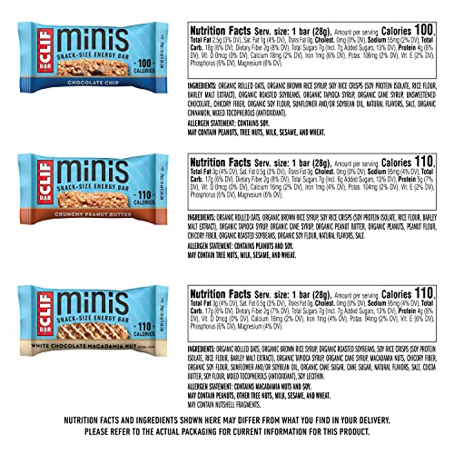 Clif Bar - Mini Energy Bar Variety Pack - Chocolate Chip, Crunch...