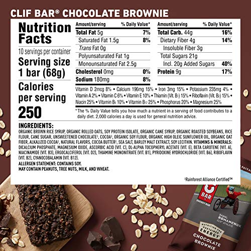Clif Bars - Chocolate Brownie - 10 Full Size And 10 Mini Energy