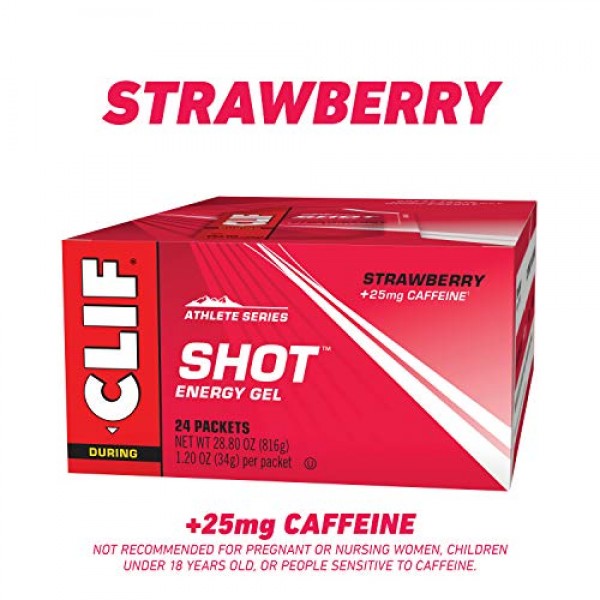Clif Shot - Energy Gels - Strawberry - 25mg Caffeine 1.2 Ounce ...