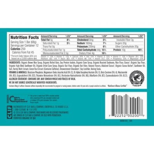 Clifbar Clifbar Clif Bars - 12 Pack Cool Mint Chocolate W/Caffei
