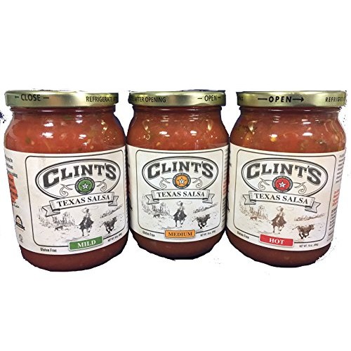 Clints Texas Salsa Sampler 16Oz Jar Pack Of 3 Different Flavors
