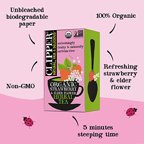 Clipper Tea, Strawberry & Elderflower, Organic Tea with Licorice...