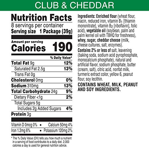 Keebler, Sandwich Crackers, Club And Cheddar, 11Oz Tray 8 Count