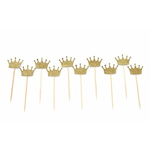 Gold Glitter Crown Cupcake Toppers Cake Decoration For First Bir