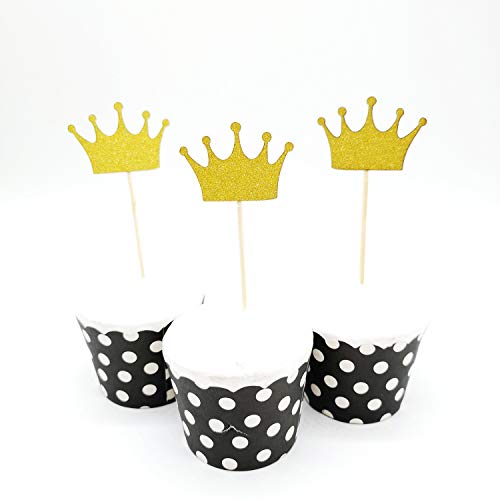 Gold Glitter Crown Cupcake Toppers Cake Decoration For First Bir