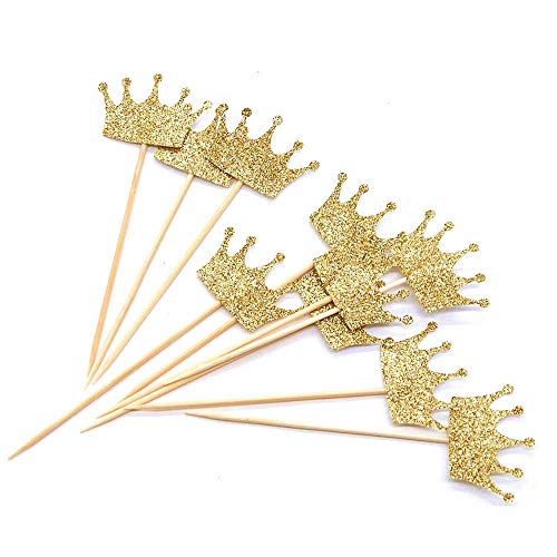 Gold Glitter Crown Cupcake Toppers Cake Decoration For First Bir