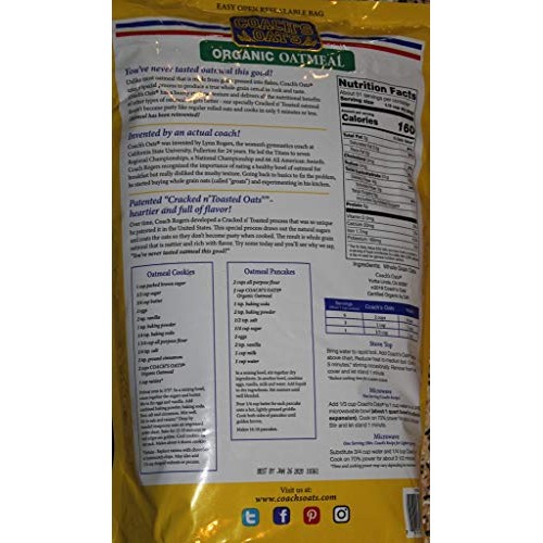 Coachs Oats100% Whole Grain Organic Oatmeal, 4.5 Lbs 72 Oz Coachs Oats100% Whole Grain Organic Oatmeal, 4.5 Lbs 72 Oz