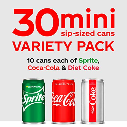 Coca-Cola Mini Can Variety Pack, 7.5 Fl Oz, Pack Of 30 10 Each: