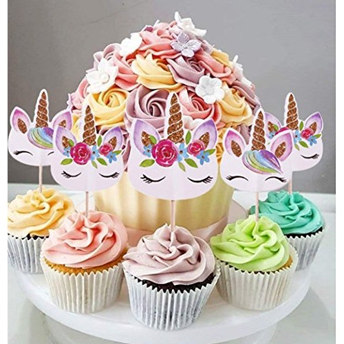 Cocadant Unicorn Cake Topper With Eyelashes And 24 Pieces Double