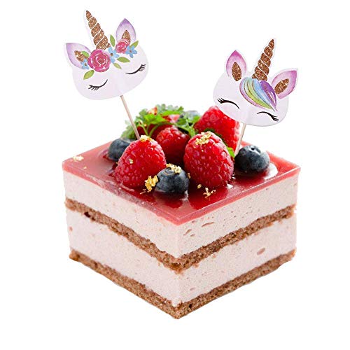 Cocadant Unicorn Cake Topper With Eyelashes And 24 Pieces Double