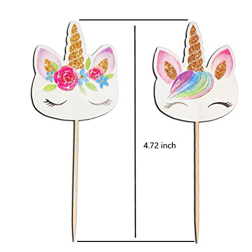 Cocadant Unicorn Cake Topper With Eyelashes And 24 Pieces Double
