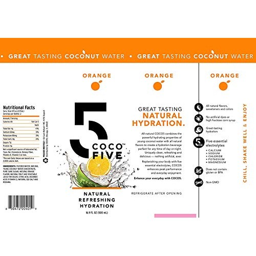 Coco5 Clean Sports Hydration Orange Flavor | 100% Natural | 50%