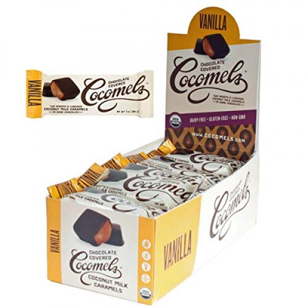 Cocomels Chocolate Covered Vanilla Caramel Squares, Organic Cand