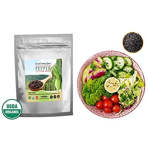 Organic Black Peppercorns Whole, Fairtrade, 3.5 Oz Premium Grade