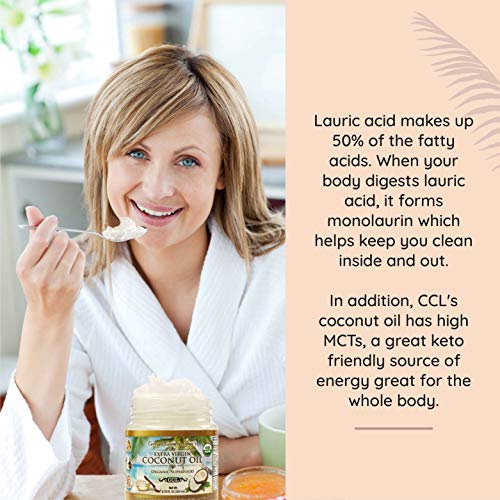 Organic Coconut Oil, Extra Virgin Unrefined Cold-Pressed, 2 Pack