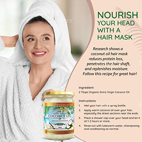 Organic Coconut Oil, Extra Virgin Unrefined Cold-Pressed, 2 Pack