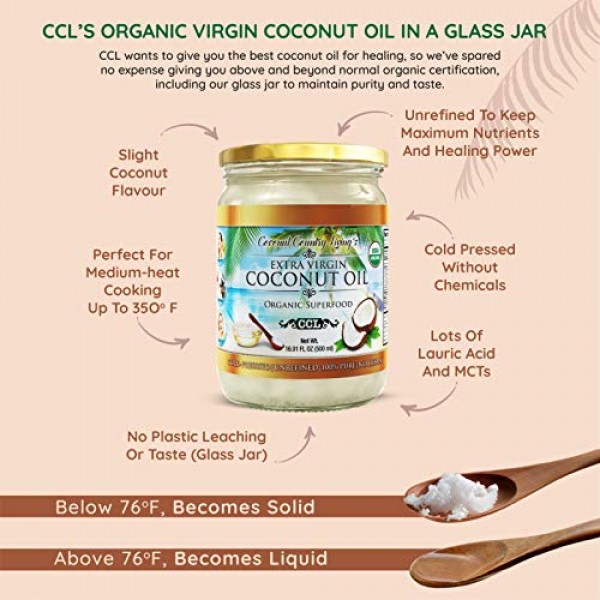 Organic Extra Virgin Coconut Oil, Beauty Sized 6.76 Oz, Unrefine...