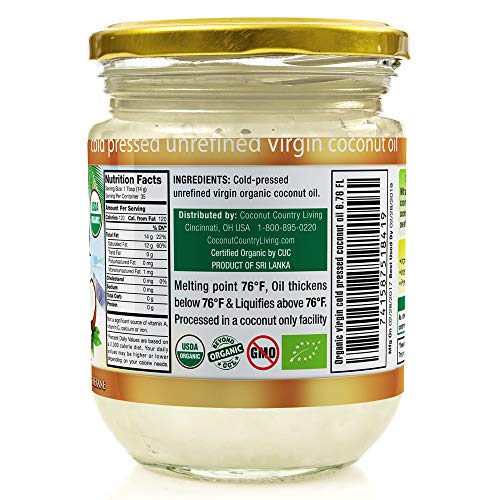 Organic Extra Virgin Coconut Oil, Beauty Sized 6.76 Oz, Unrefine