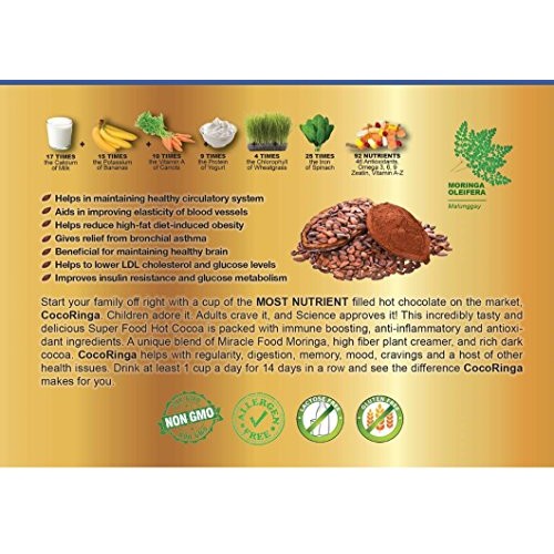 Cocoringa Moringa Cacao Hot Chocolate First Natural Instant Non-