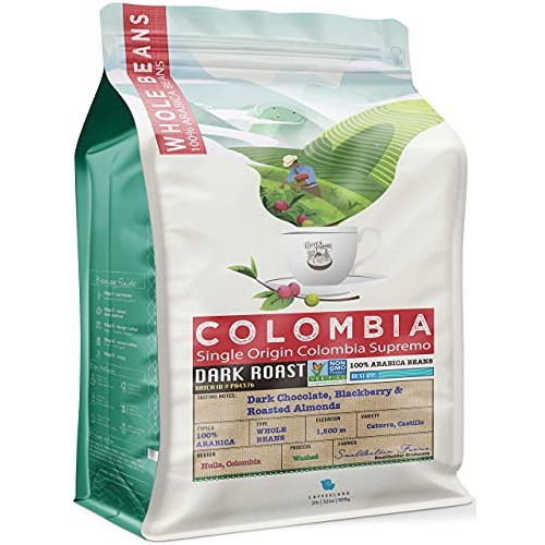 32 Ounce 2 Lb Non-Gmo Single Origin Colombia Dark Roast Whole