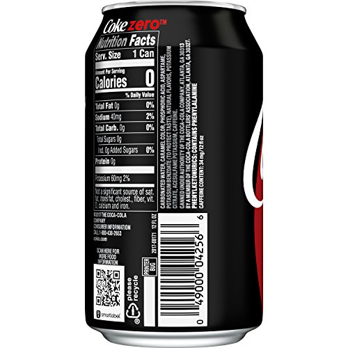 Coke Zero Sugar Diet Soda Soft Drink, 12 Fl Oz, 24 Pack