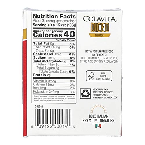 Colavita Italian Diced Tomatoes, Tetra Recart Box, 13.76 Ounce