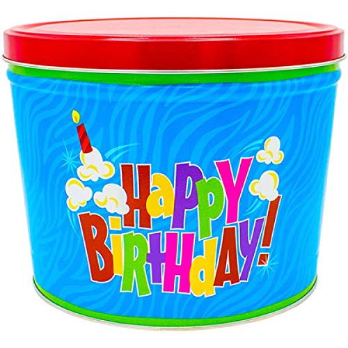 Colby Ridge Popcorn 2 Gal Birthday Popcorn Tin With Gourmet Whit