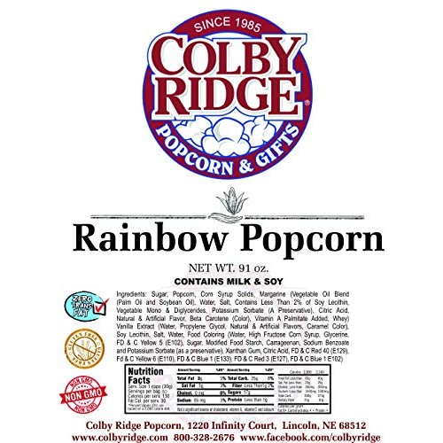 Rainbow Popped Popcorn 91 Oz. Bulk 5 Gal. 80 Cups