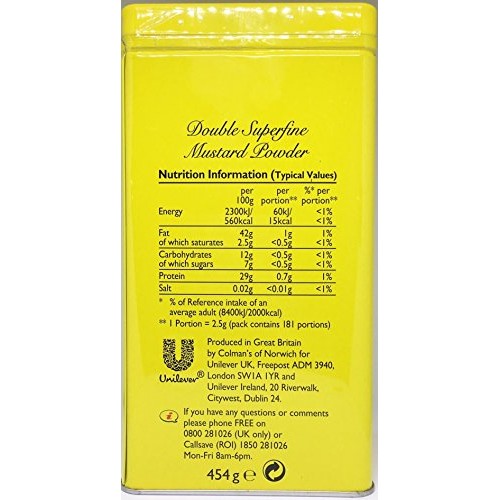 Colmans Double Superfine Mustard Powder - 1 Tin, 16 Oz