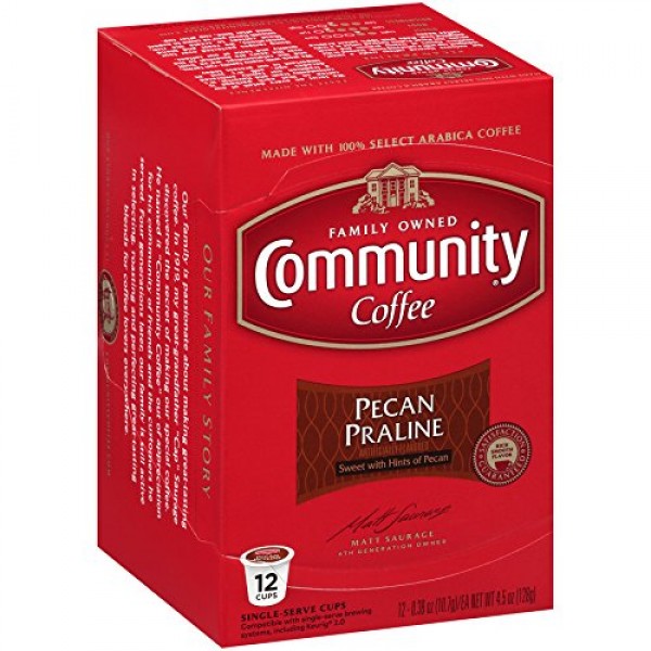 Community Coffee Pecan Praline Flavored Medium Roast Single Serv...