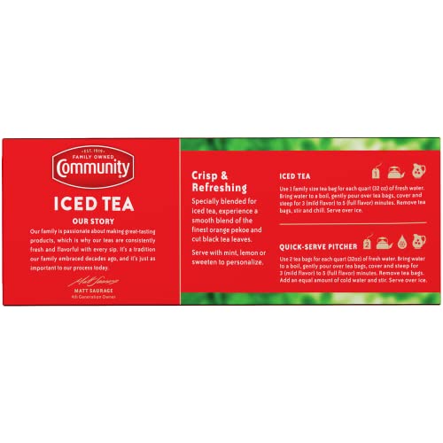 Community Coffee Iced Tea Bags, Family Size, 24 Ct., Pack Of 6