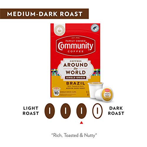 Community Coffee Single Origin Brazil 10 Count Coffee Pods, Medi