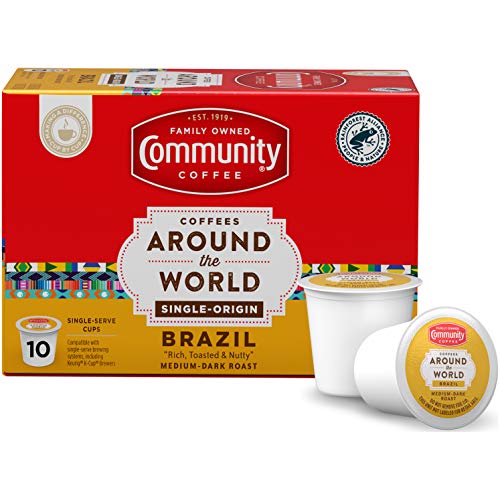 Community Coffee Single Origin Brazil 10 Count Coffee Pods, Medi