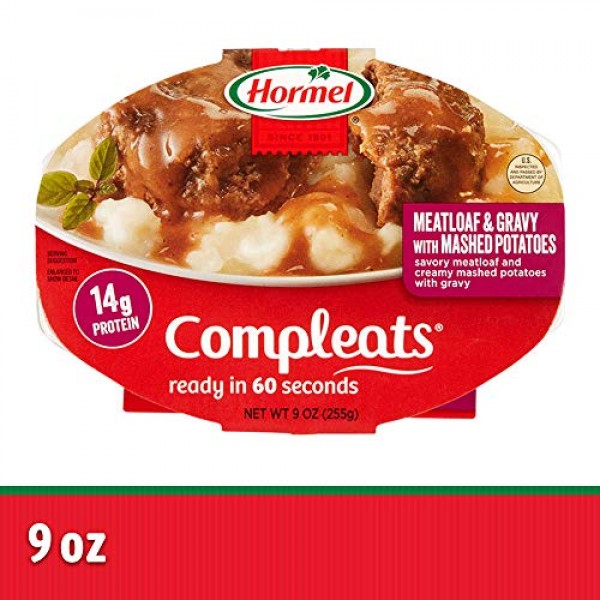 Hormel Compleats Meatloaf & Gravy with Mashed Potatoes, 9 Ounce ...