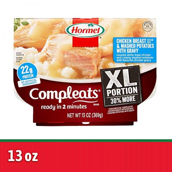 Hormel COMPLEATS XL Chicken Breast & Mashed Potatoes with Gravy,...
