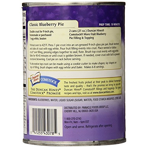 Comstock More Fruit Pie Filling, Blueberry, 21 Ounce Pack Of 12