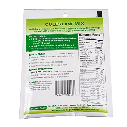 Concord Foods Cole Slaw Mix, 1.87 Oz Pouch