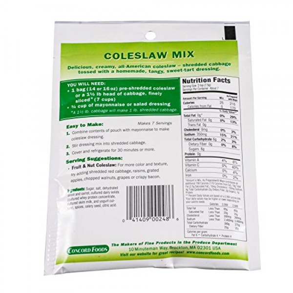 Concord foods Cole Slaw Mix, 1.87 OZ Pouch