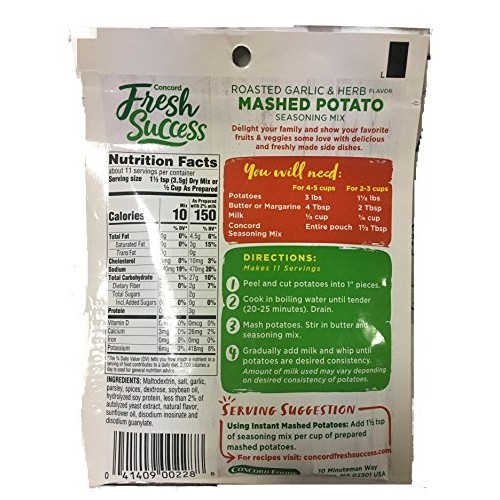 Concord Mashed Potato Seasoning Mix, 1.27-Ounce Pouches Pack Of
