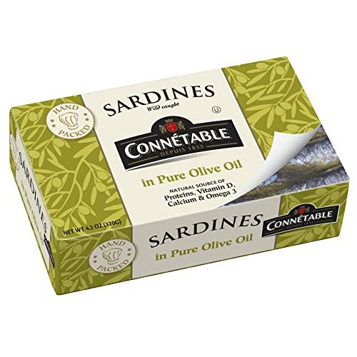 Connetable Sardines In Pure Olive Oil, 4.2 Ounce Pack Of 12