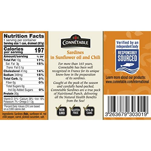 Sardines | Connetable | Sardines In Sunflower Oil And Chili | 4.