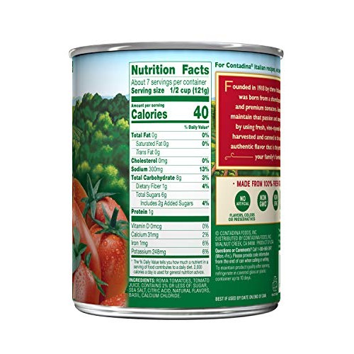 Contadina Whole Roma Tomatoes With Basil, 28-Ounce Cans Pack Of 6