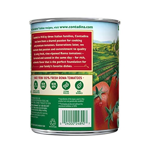 Contadina Whole Roma Tomatoes With Basil, 28-Ounce Cans Pack Of 6