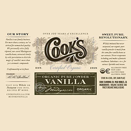 Cook’S, Organic Pure Vanilla Powder, World’S Finest Gourmet Fres