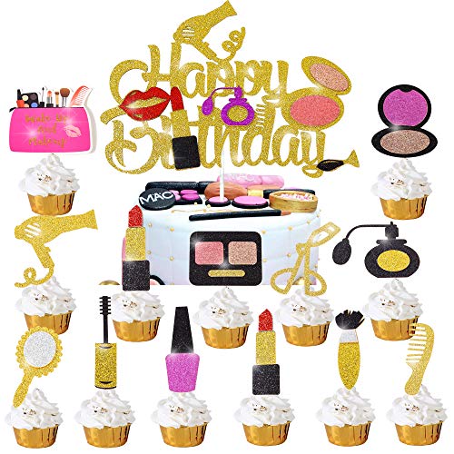 Spa Makeup Cake Cupcake Topper Decorations For Girls Women Happy