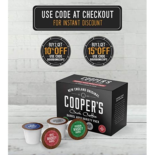 Bourbon Barrel Aged K-Cups Coffee 24Ct Variety Pack Set, Single