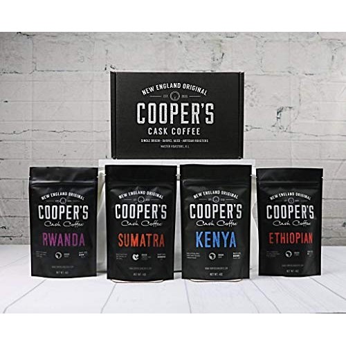 Gourmet Coffee Sampler Gift Box Set | Ground Coffee 4 Bags | 1Lb